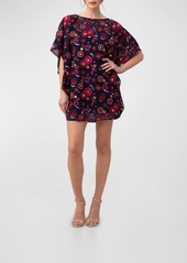 Trina Turk Anissa Floral-Embroidered Mini Caftan