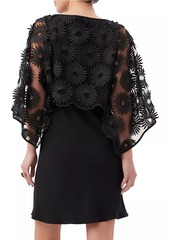 Trina Turk Asahi Embroidered Three-Quarter-Length Sleeve Minidress