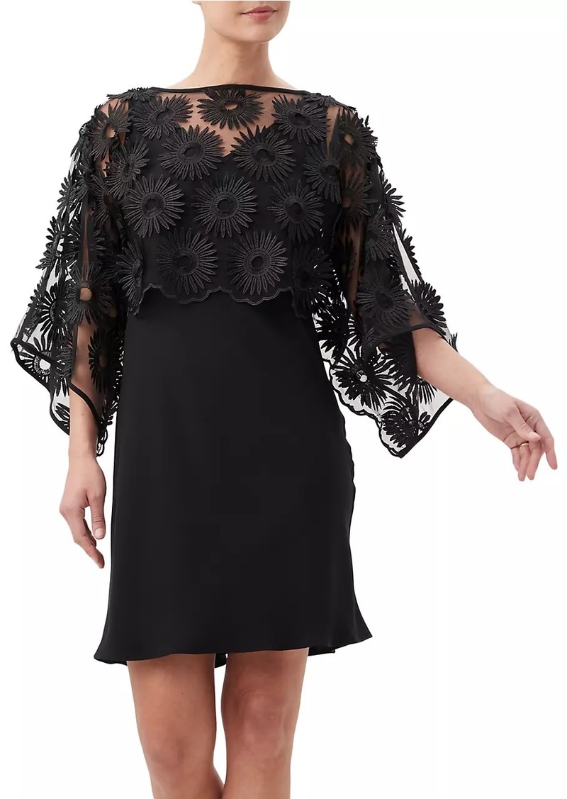 Trina Turk Asahi Embroidered Three-Quarter-Length Sleeve Minidress