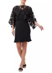 Trina Turk Asahi Embroidered Three-Quarter-Length Sleeve Minidress