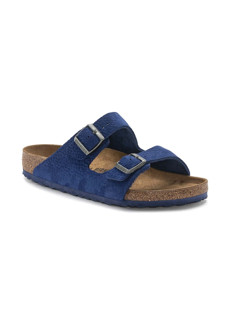 Trina Turk Birkenstock USA  MEN'S ARIZONA ORIGINAL FOOTBED INDIGO NUBUCK LEATHER SANDAL / INDIGO