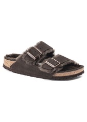 Trina Turk Birkenstock USA  MEN'S ARIZONA SHEARLING MOCHA BROWN SUEDE SANDAL / MOCHA