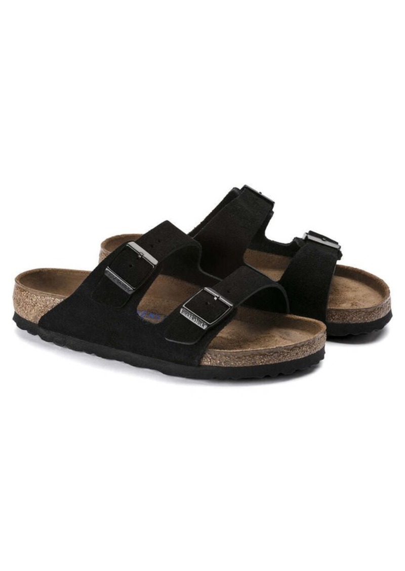 Trina Turk Birkenstock USA  MEN'S ARIZONA SOFT FOOTBED BLACK SUEDE SANDAL / BLACK