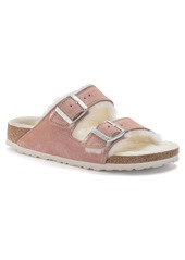 Trina Turk Birkenstock USA  WOMEN'S ARIZONA SHEARLING PINK SUEDE SANDAL / PINK