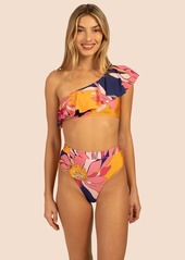 TRINA TURK SWIM  BREEZE ASYMMETRICAL OFF-THE-SHOULDER SWIM TOP / MULTI