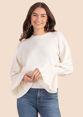 TRINA TURK  CHLOE RUFFLE PULLOVER / WHITEWASH