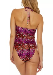 Trina Turk Echo Halter Geometric Tankini Top