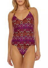 Trina Turk Echo Halter Geometric Tankini Top