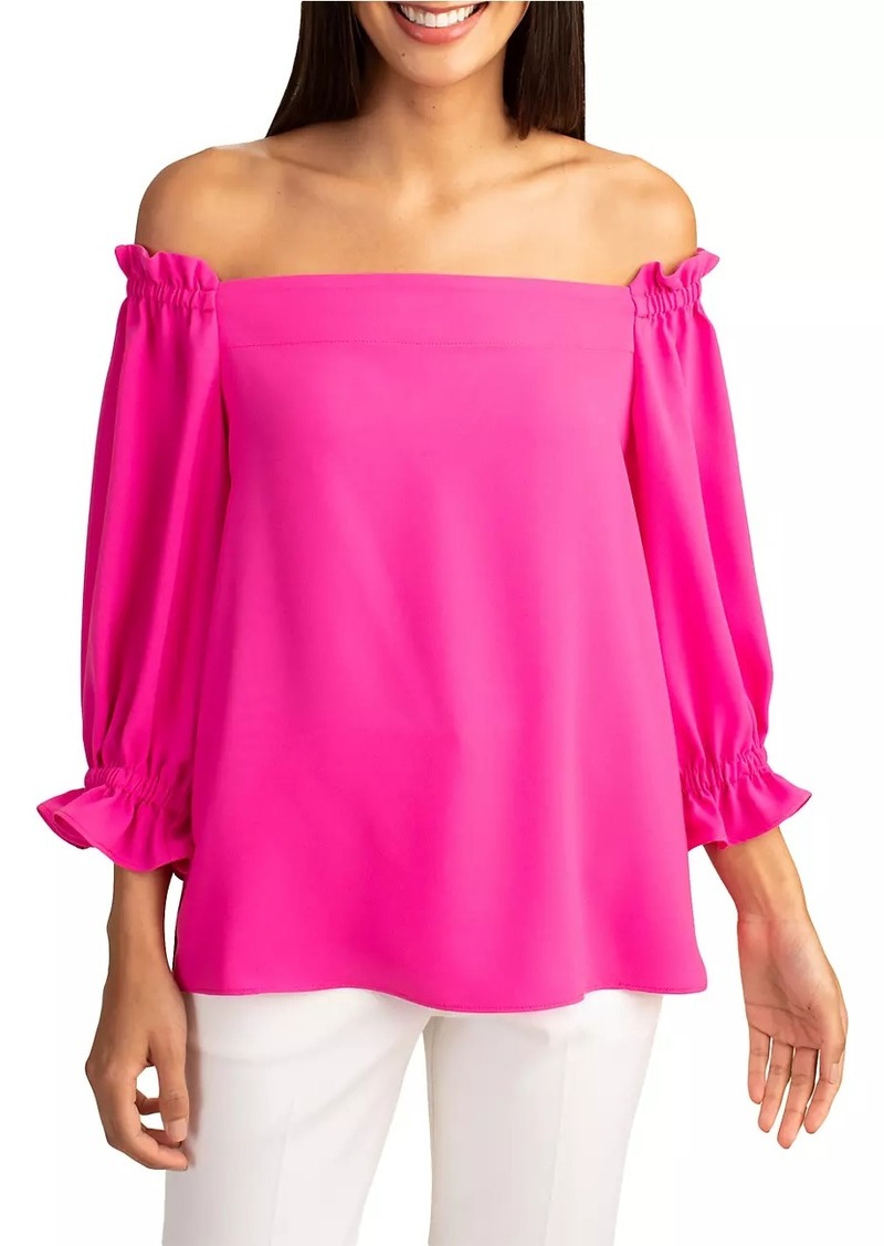 Trina Turk Equinox Satin Crepe Off-The-Shoulder Top