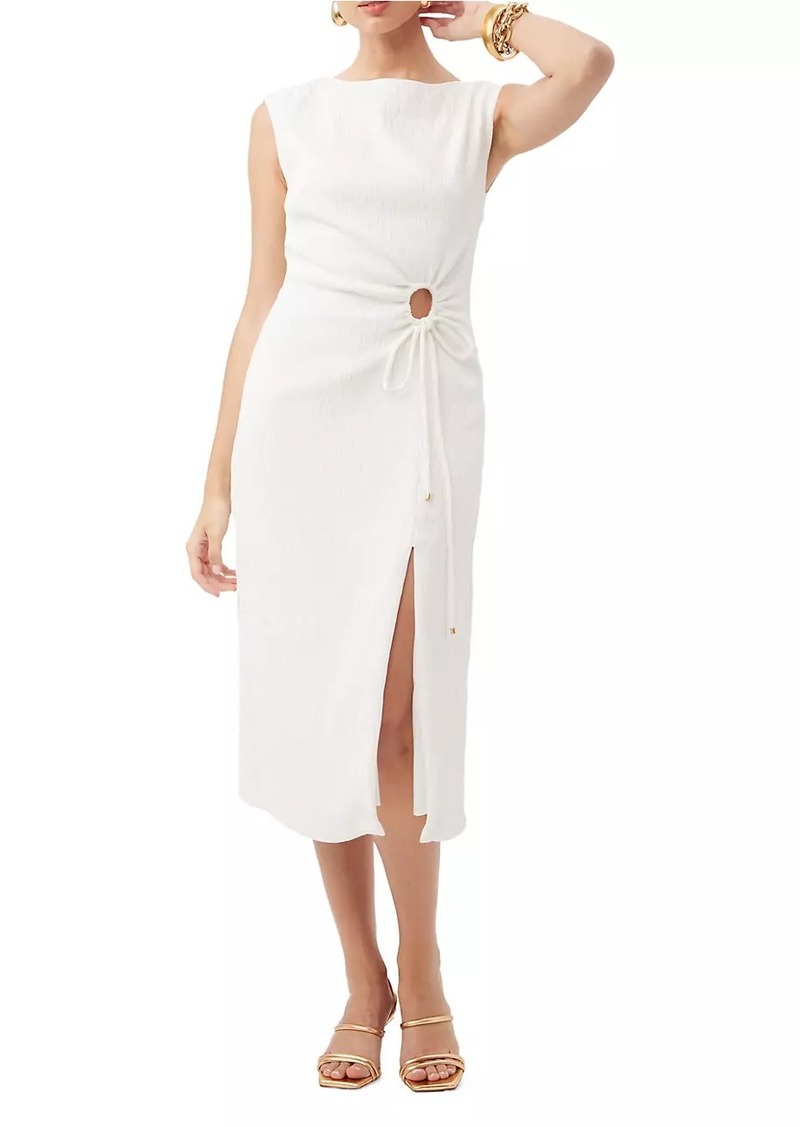 Trina Turk Evelyn Crinkled O-Ring Midi-Dress