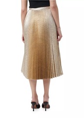 Trina Turk Faye Metallic Pleated Midi-Skirt