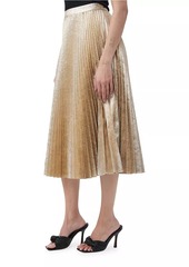 Trina Turk Faye Metallic Pleated Midi-Skirt