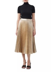 Trina Turk Faye Metallic Pleated Midi-Skirt