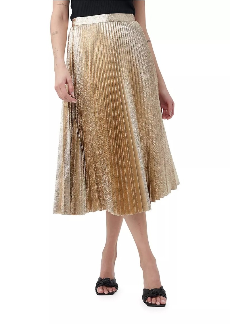 Trina Turk Faye Metallic Pleated Midi-Skirt