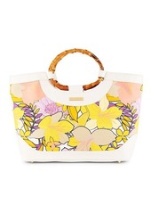 Trina Turk Floral-Print Canvas & Bamboo-Handle Tote
