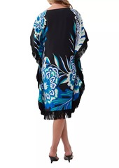 Trina Turk Global Fringe Silk Caftan Dress