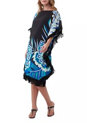 Trina Turk Global Fringe Silk Caftan Dress