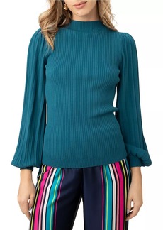 Trina Turk Glossy Balloon-Sleeve Sweater