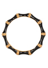 Trina Turk Kenneth Jay Lane Kjl Enamel Bamboo Bangle Bracelet / Gold/Black O/S