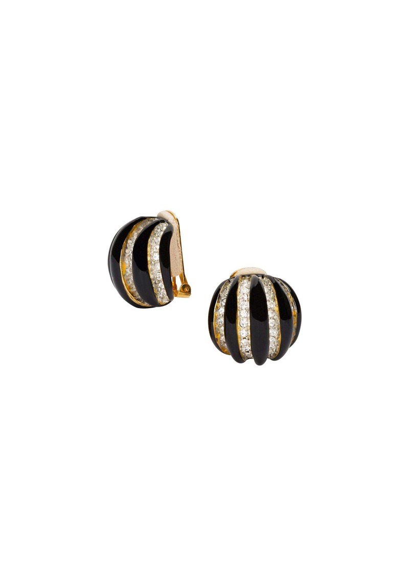 Trina Turk KENNETH JAY LANE  KJL ENAMEL RIB DOMED EARRING / BLACK