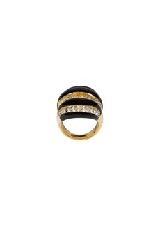 Trina Turk KENNETH JAY LANE  KJL ENAMEL RIB DOMED RING / BLACK