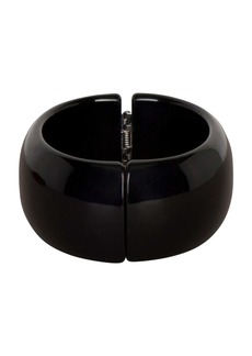 Trina Turk KENNETH JAY LANE  KJL WIDE HINGED BLACK RESIN CUFF BRACELET / BLACK