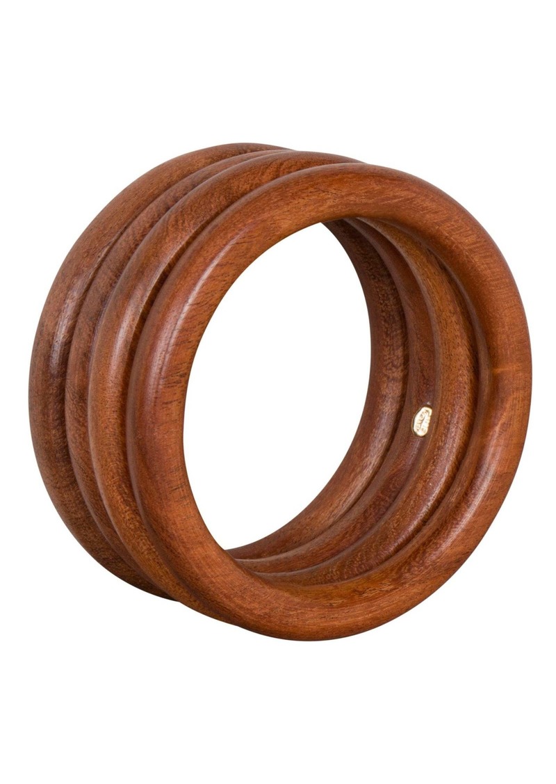 Trina Turk Kenneth Jay Lane Kjl Wood Bangle Bracelet Set / Woodgrain O/S