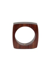 Trina Turk Kenneth Jay Lane Kjl Wood Square Bangle / Woodgrain O/S