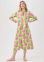 Trina Turk KOMAR - BEDHEAD  KIWI PINEAPPLE WOMEN'S MAXI LENGTH POPLIN SLEEPSHIRT / MULTI