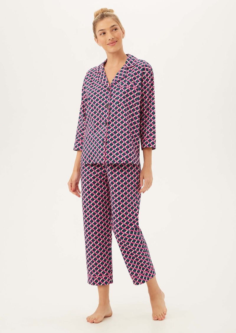 Trina Turk KOMAR - BEDHEAD  LATTICE GEO CROPPED PJ SET / MULTI