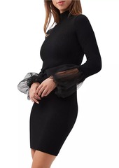 Trina Turk Larissa Merino Rib-Knit Mock-Turtleneck Minidress