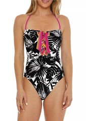 Trina Turk Lennox Lace-Up Bandeau One-Piece Swimsuit