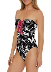 Trina Turk Lennox Lace-Up Bandeau One-Piece Swimsuit