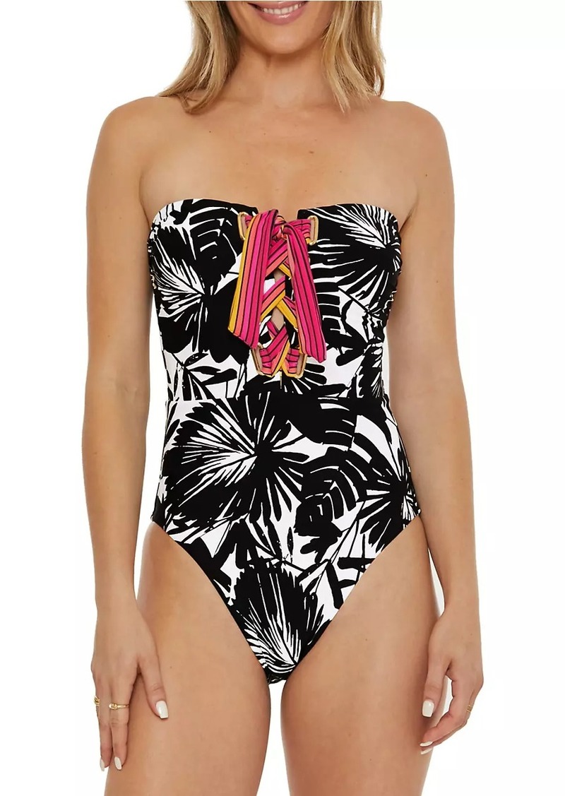 Trina Turk Lennox Lace-Up Bandeau One-Piece Swimsuit