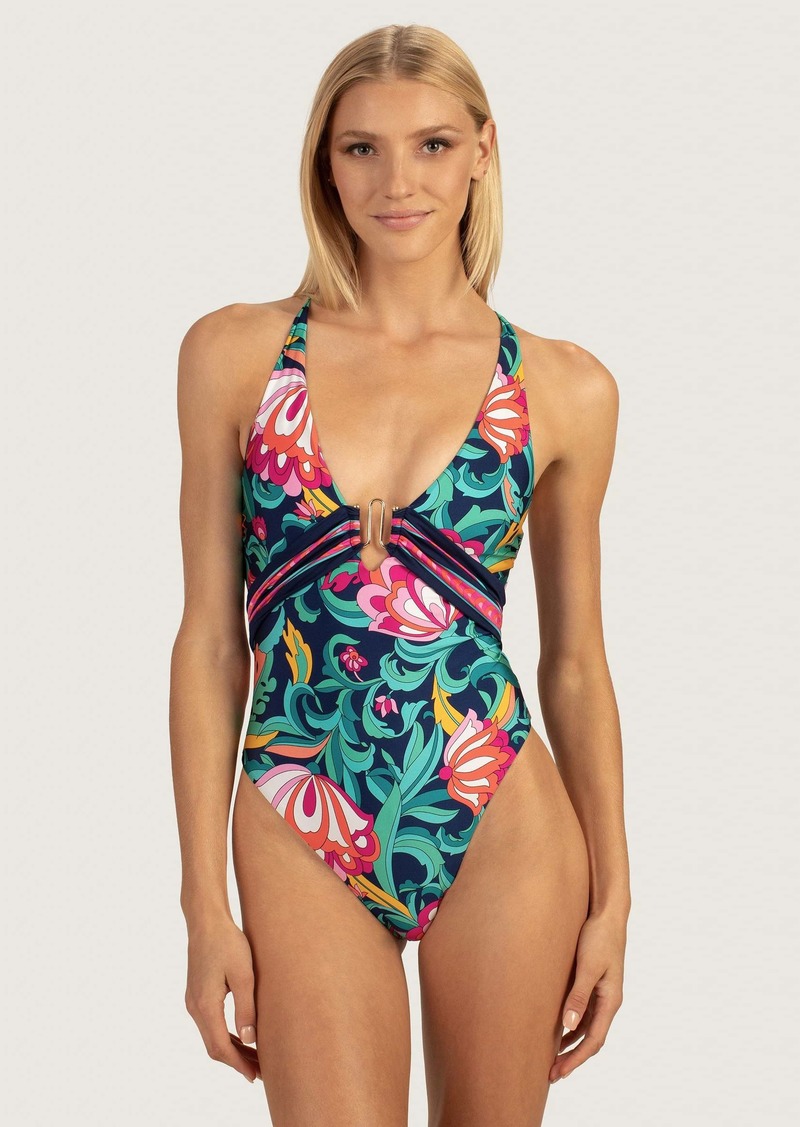 TRINA TURK SWIM  INDIA GARDEN PLUNGE ONE PIECE / MULTI