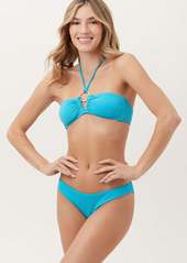 Trina Turk Swim Women's Ripple Rib Ring Halter Bandeau Swim Top / Blue 4