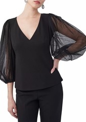 Trina Turk Lilith Tulle Puff-Sleeve Top