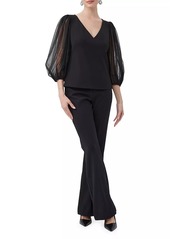 Trina Turk Lilith Tulle Puff-Sleeve Top