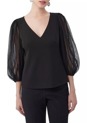 Trina Turk Lilith Tulle Puff-Sleeve Top