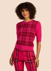 TRINA TURK  MACKENZIE PLAID CREWNECK / MULTI