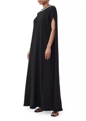 Trina Turk Masquerade 2 Embellished Cape Maxi Dress