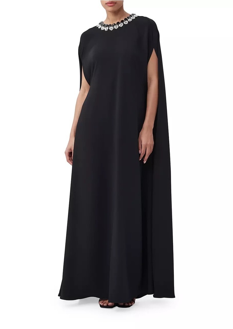 Trina Turk Masquerade 2 Embellished Cape Maxi Dress