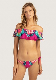 TRINA TURK SWIM  MEDALLION OFF THE SHOULDER BANDEAU / PINK PEPPERCORN