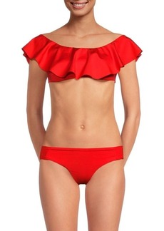 Trina Turk Monaco Ruffle Off Shoulder Bikini Top
