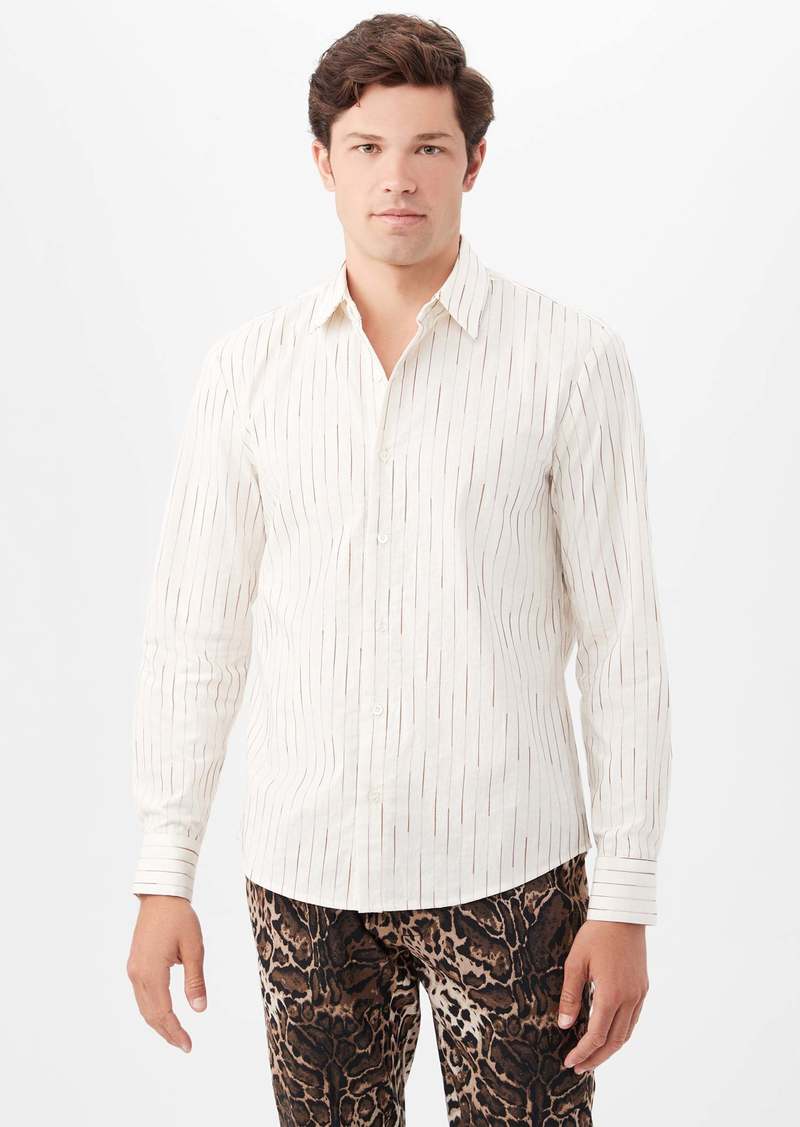 Trina Turk MR TURK  AARON SHIRT / WHITE/CAMEL