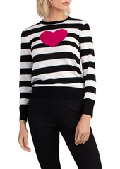 Trina Turk Old Fashion Merino Wool Stripe Heart Sweater