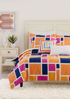 Trina Turk Peking Handicraft Inc  MONDRIAN FULL QUEEN DUVET 3-PIECE SET / ORANGE