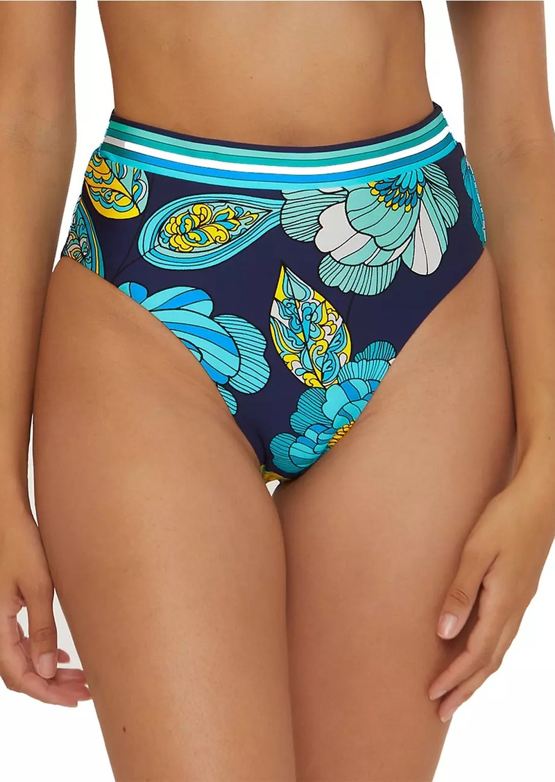 Trina Turk Pirouette Floral High-Waisted Bikini Bottom