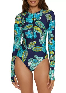 Trina Turk Pirouette Floral Long-Sleeve Paddle Suit