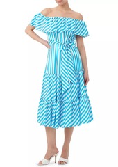 Trina Turk Salima 2 Off-The-Shoulder Striped Ruffle Dress